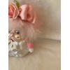 HEAD SHABBY PINK GLASS SANTA HEAD ORNAMENT W PINK ROSES