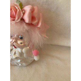 HEAD SHABBY PINK GLASS SANTA HEAD ORNAMENT W PINK ROSES NEW!