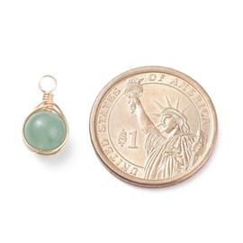 Gelirda 50P Natural Gemstone Pendants Copper Wire Wrapped Round Bead Dangle Charms for DIY Jewellery Making Crafts