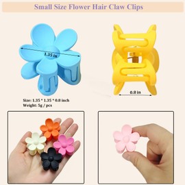 Qckarobe Small Flower Hair Claw Clips for Women Girls 12Pcs Cute Flower Hair Clips for Women Thin/Medium Thick Hair, 1.35 Inch Non Slip Matte Mini Small Hair Claw Clips