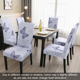 JQinHome Pattern Chair Covers for Dining Room Set of 4, High Stretch Removable Washable Parsons Chair Slipcover for Home Party Hotel Wedding Ceremony (Grey Butterfly,4PCS)