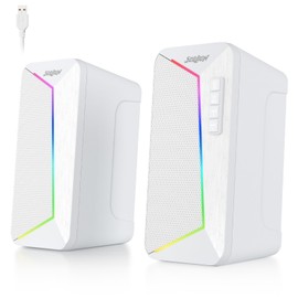 SOULION R40 Computer Speakers, 2.0 USB Powered PC Speakers, Desktop Gaming Speaker with Volume Control Button, Bluetooth 5.3, Computer Boxes Speaker for Laptop, Tablets (White)