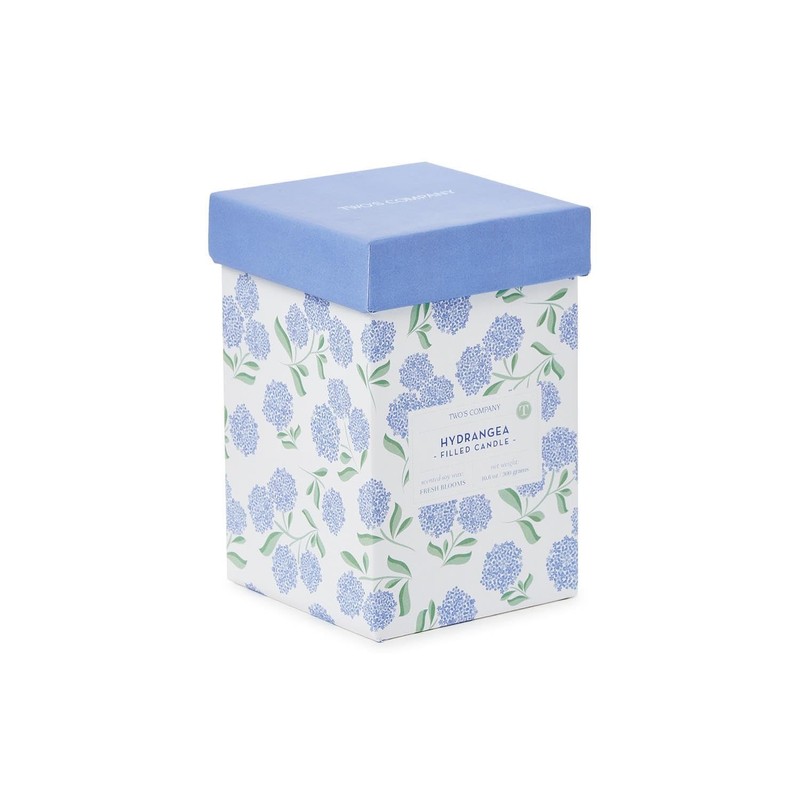 Two's Company Hydrangea Relief Filled Candle | Handcrafted Fine Bone