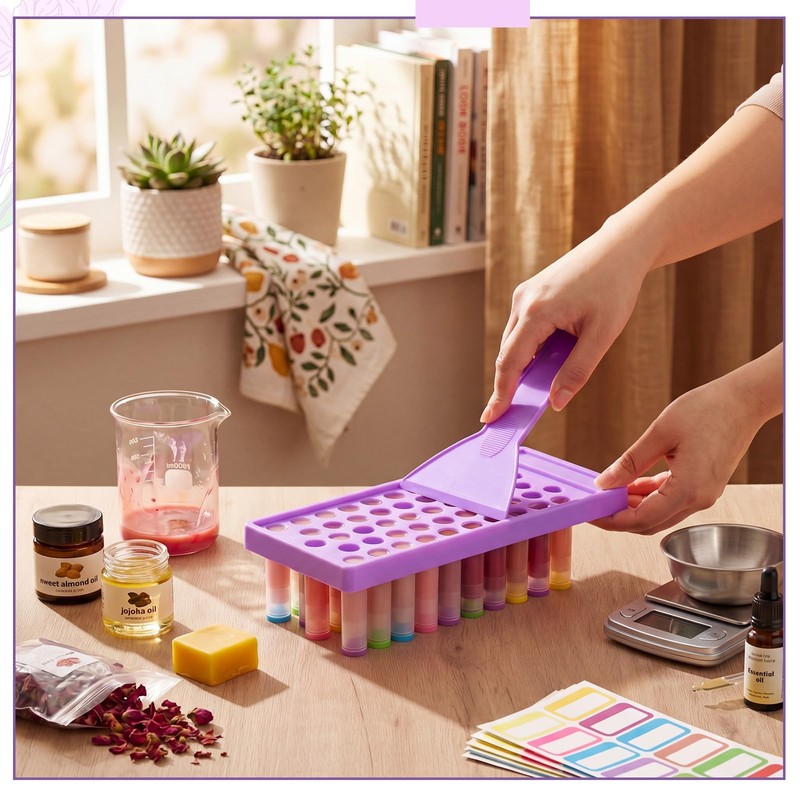 100 Pcs Lip Balm Tubes with 2 Filling Tray and
