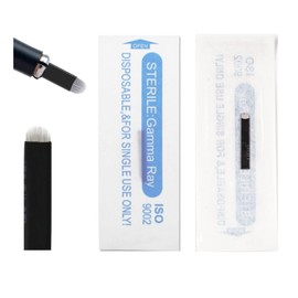 40-Pack Disposable Microblading Needles - 0.18mm 18 Pins U-shaped Blades for Eyebrow & Lip Permanent Makeup, Compatible with Microblading Pens, High Precision Tattoo Supplies (Black U18)