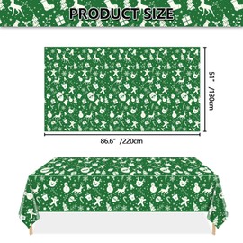 QUERICKY Christmas Tablecloths for Rectangle Table, 220x130cm Santa Claus Snowman Reindeer Snowflake Xmas Table Cover for Christmas Party Winter Events Decorations, Green, 4 Pack