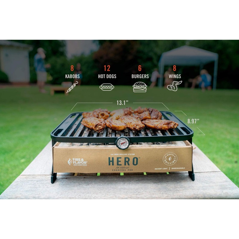 Fire & Flavor Hero Grill System - Ultra-Portable Grill for