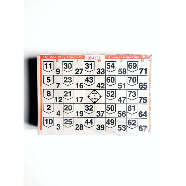 United Novelty 1 on Double Action Double Play Bingo Paper Game Cards- Pack of 500- Orange