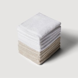 JAJU [JAJU] Quick-Drying Bamboo Face Towel 10pcs 35x75cm White, Beige