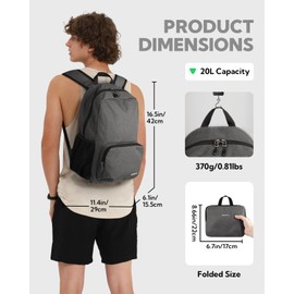 Waterfly 20L Foldable Backpack Daypack: Packable Travel Backpack Folding Rucksack Lightweight for Hiking City Walk Men Women