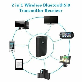 Universal 2in1 Bluetooth 5.0 Transmitter Receiver Wireless Audio 3.5mm Jack Aux Adapter