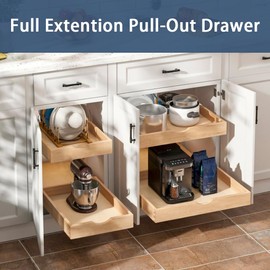 Draworia Pull Out Cabinet Drawers - 6 Size Options (12-23 Inch), Pre-Assembled with Soft Close Slides, Solid Beechwood, Easy Installation(12'W x 21'D)