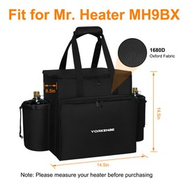 Yorkenbe Portable Heater Carry Bag Compatible with Mr. Heater MH9BX, Water Resistant Buddy Propane Heater Carrying Case, with Multiple Pockets and Anti-Slip Bottom