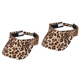 WRITWAA Pack of 2 Leopard Print Golf Visor Hat for Women Sun Hat with Wide Brim Visors for Men Visors for Women Plastic Plasure Fashionable Hat Outdoor Cap Cotton, Leopard x 2 pieces
