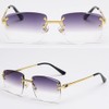kachawoo Gradient Lens Metal Sunglasses Rimless Square Blue UV400 Brown