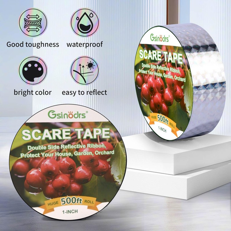 GSINODRS Double Bird Scare Tape Ribbon, Side Reflective Ribbon to