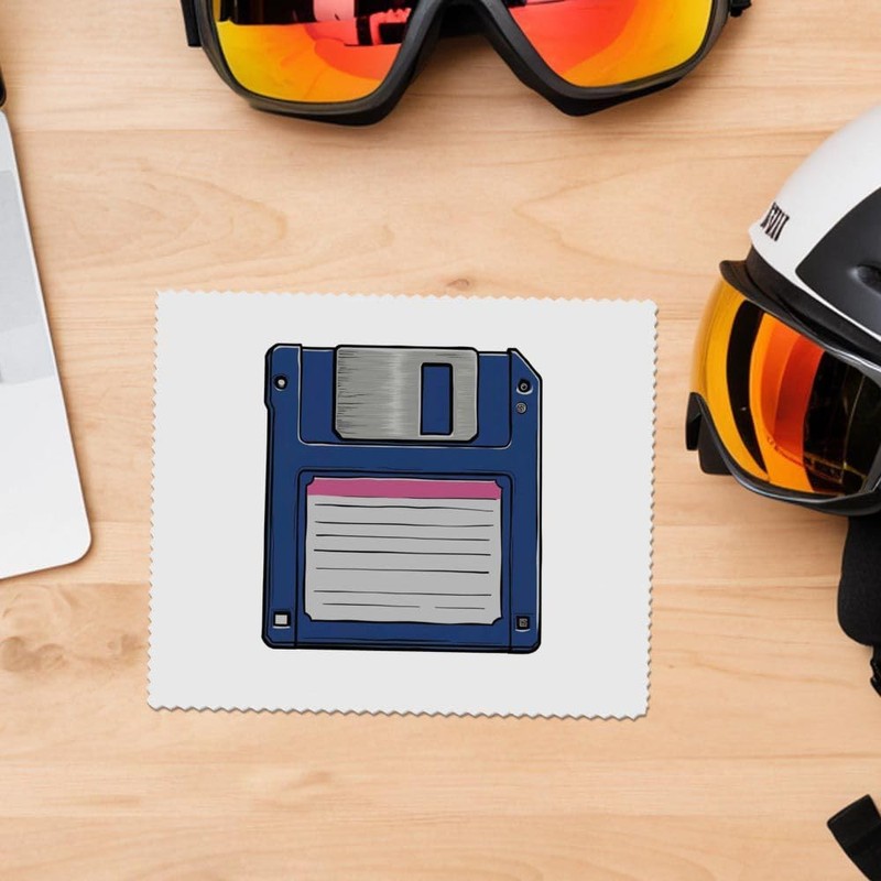 2 x 'Blue Floppy Disk' Microfibre Lens/Glasses Cleaning Cloths (LC00031047)