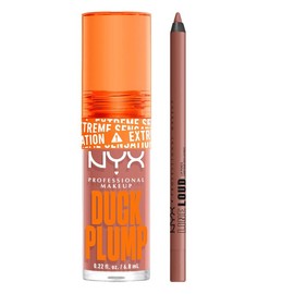 NYX Professional Makeup Plump Lip Combo - Duck Plump & Line Loud Lip Liner, NYX Professional Makeup - Color: NUDE (Banging Bare / Ambition Statement)