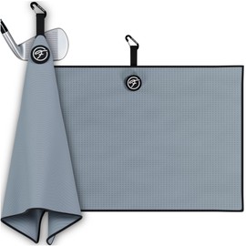 Magnetic Golf Towel – Premium Waffle Microfiber Magnet Golf Towel with Clip for Cart, Club or Bag – 24"x16" Golf Rag, Accessories & Gifts for Men, Women, Father's, Dad & Golfers (Grey)