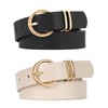 JASGOOD 2 Pack Women’s Leather Belts for Jeans Dresses Fashion