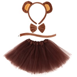 Monkey Costume Monkey Ears Headband and Tail, Bowtie, Tutu 4PCS