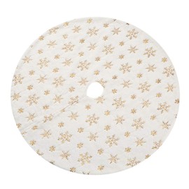 Christmas Sequin Tree Skirt 30in,White Soft Thick with Golden Snowflakes Decorations for 3FT 4FT 5FT Xmas Tree