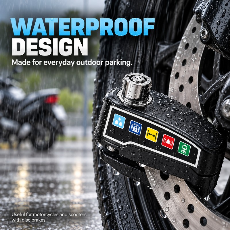 Alarm Disc Brake Lock for Motorcycles & Bicycles – Waterproof