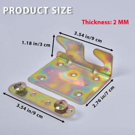 Antfly Bed Rail Brackets, Bed Rail Fittings, Heavy Duty Non-Mortise, Bed Frame Bed Post Double Hook Slot Bracket, Set of 4