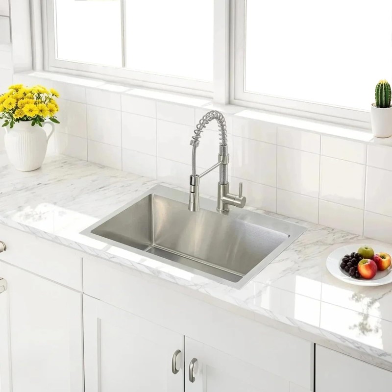 HOTIS 22x18 Inch Drop In Kitchen Sink, Stainless Steel Handmade