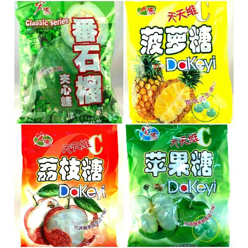 HongYuan 4 Bags, Hong Yuan, Pineapple, Green Apple, Lychee, Guava,