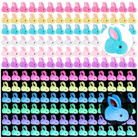 HFAYDZSW 120Pcs Luminous Mini Resin Bunny, Miniature Bunny Figurines, Glow in The Dark Tiny Rabbit Ornament for Garden Landscape Aquarium Dollhouse Birthday Party Room Crafts Decor