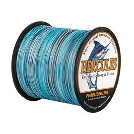 Hercules Super Strong 500M 547 Yards Braided Fishing Line 40 LB Test for Saltwater Freshwater PE Braid Fish Lines 4 Strands - Blue Camo, 40LB (18.1KG), 0.32MM