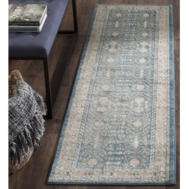 SAFAVIEH Sofia Collection SOF376C Vintage Oriental Distressed Non-Shedding Living Room Entryway Foyer Hallway Bedroom Runner, 2'2" x 6' , Blue / Beige
