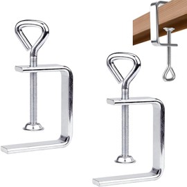 Mainiusi Screw Clamps Small Table Clamp 2 Pieces, C Clamp Small Screw Clamps Stainless Steel C Clamp Screw Clamp, Carrier Clamp for Clamps, Adjustable C-Clamp, Universal Screw Clamps (Silver)