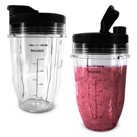2 PCs Ninja Cups for Blender – 18 Oz Ninja Blender Cup Replacement with Sip & Seal Lids – Compatible with Nutri Ninja Auto-iQ Series BN750/751/753/800/801/803/805/805CCO CO905KS CCO905KS DB751A