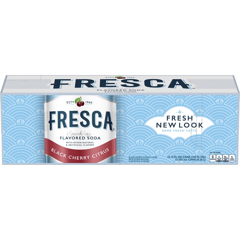 Fresca Black Cherry Soda Sparkling Flavored Soft Drink Zero Calorie