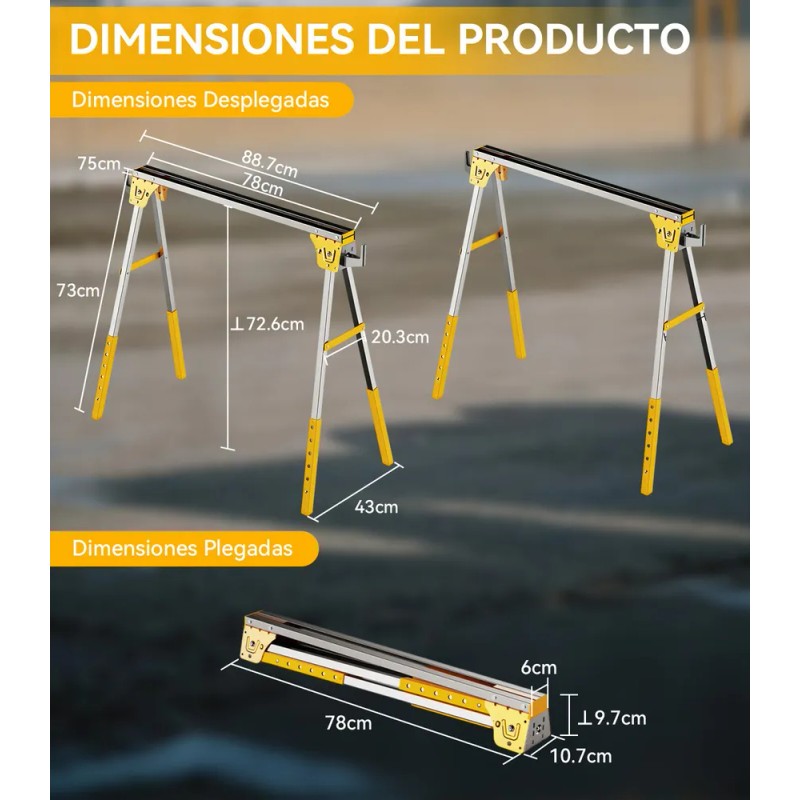 Burros Mesa De Trabajo Plegable 2pzs 1200kg Multiusos Carga Caballete