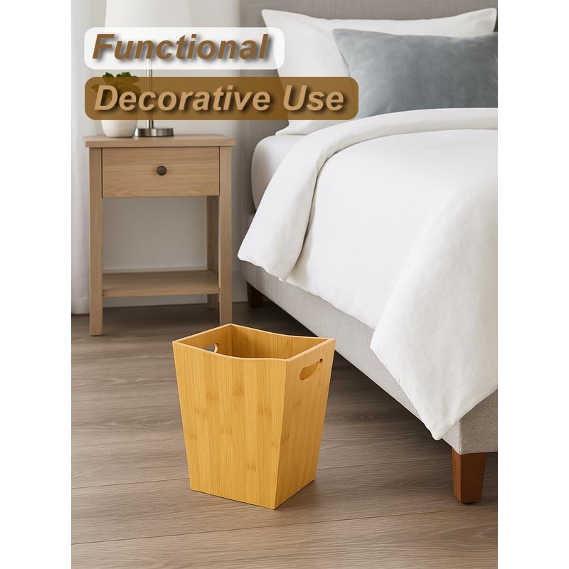 Sholramo Wood Trash Can - Bedroom Trash Can Decorative with