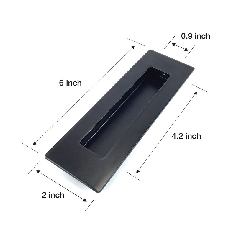 Flush Pull Barn Door Handle (2 Pack) 6" Black |