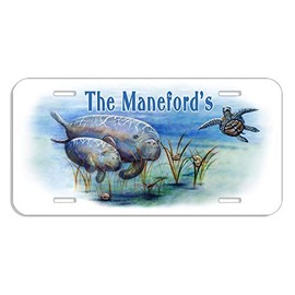 Manatees Sea Turtle Clams Auto Size License Plate Gifts Ladies Men Car Accessories Sea Cow Ocean Personalize