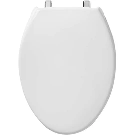 BEMIS 1900SS Commercial Heavy Duty Closed Front Toilet Seat with Cover, Industrial Seat with Chrome No Slam Hinges, Made in USA, Elongated, White