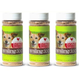 Herbsmith Bone Broth Kibble Seasoning – DIY Raw Coated Kibble Mixer - Freeze Dried Meat + Bone Broth Powder for Dogs - Healthy Dog Food Toppers - Chicken 3.5 oz [Bundle x3 Units]