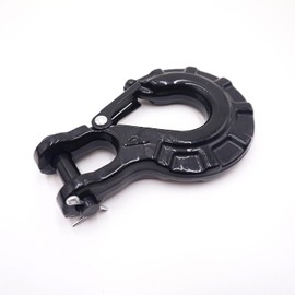 Winch Hook 3/8 inch, Heavy Duty Forged Steel Grade 70 Safety Latch Winch Hook Clevis Slip Hook with Safety Latch Max 35,000 lbs for Winch Rope, ATV, UTV, Off Road Vehicle (Black)