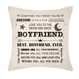 Aconesong You're Awesome Boyfriend Gifts Decorative Boyfriend Cushion Cover Throw Pillow Cover Gift for Boyfriend Birthday Valentines Day Cushion Case 18 x 18 inches Beige (Boyfriend)