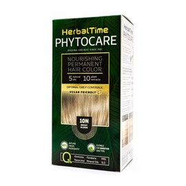 Herbal Time Phytocare Nourishing and Permanent Hair Colour Light Blonde 10N Professional Natural Hair Colour Nourishes and Protects Your Hair Without Ammonia, PPD, SLS, Parabens
