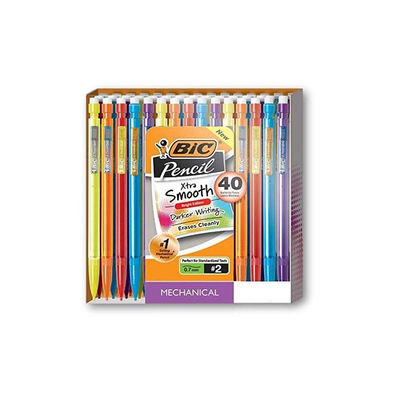 BIC Xtra Smooth Bright Edition Mechanical Pencils (Dark Colours, Erases