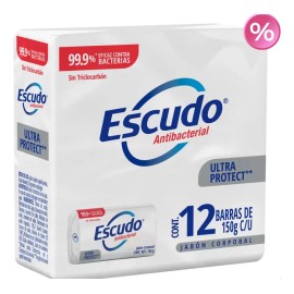 Escudo Ultra Protect Jabón En Barra 12 Pzs De 150g
