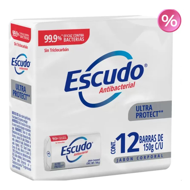 Escudo Ultra Protect Jabón En Barra 12 Pzs De 150g