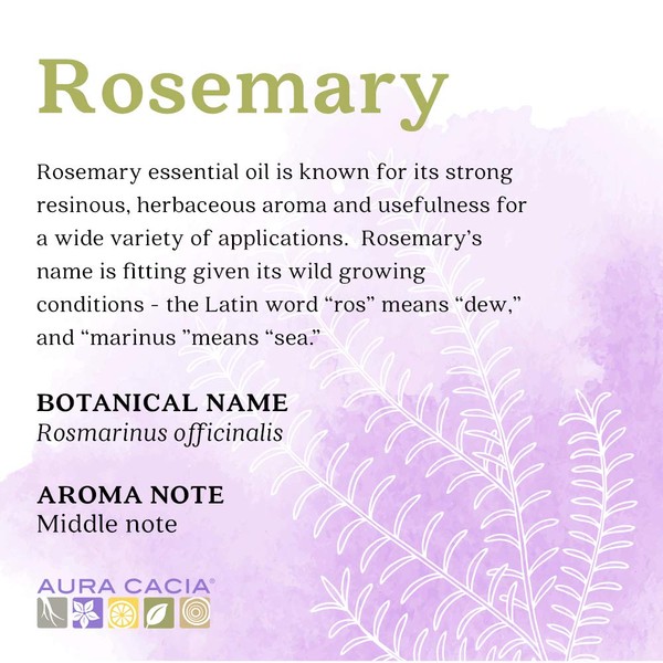 Aura Cacia Rosemary Essential Oil | GC/MS Tested for Purity | 15ml (0.5 fl. oz.)