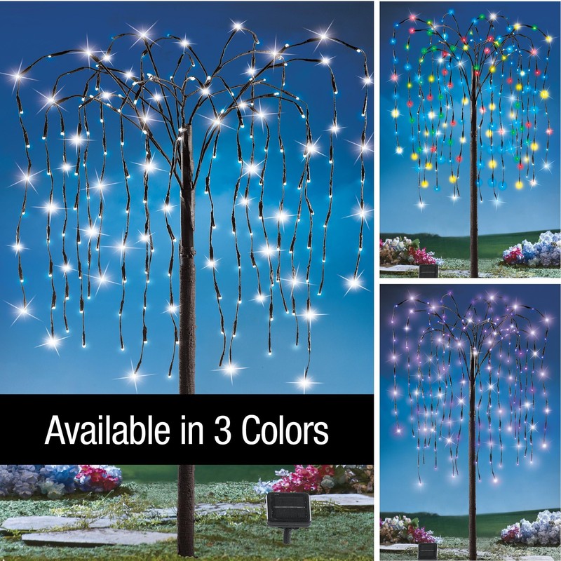 Collections Etc. LED Solar Willow Tree, Outdoor Solar Tree with